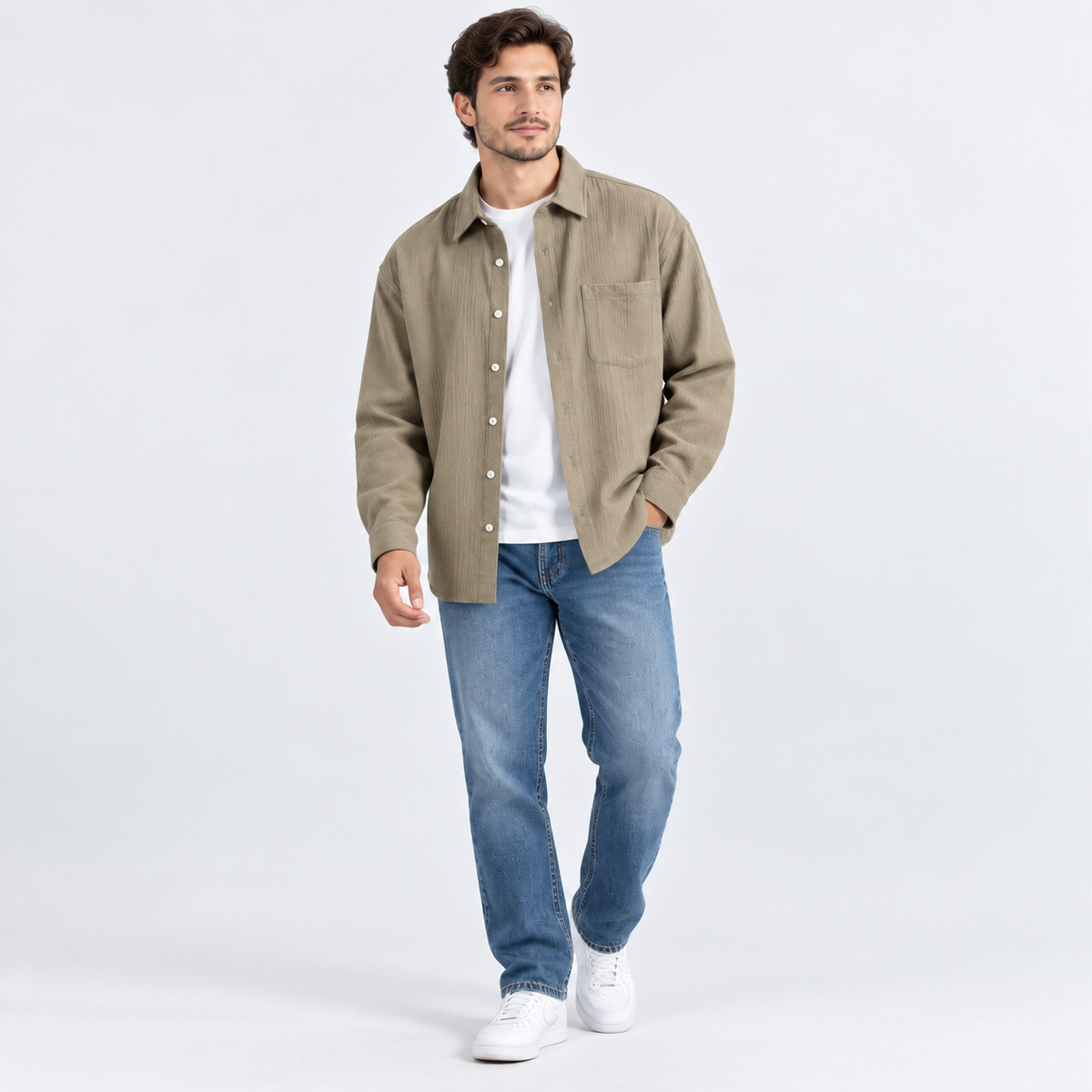 Men's Plus Size Textured Button-Down Shirt