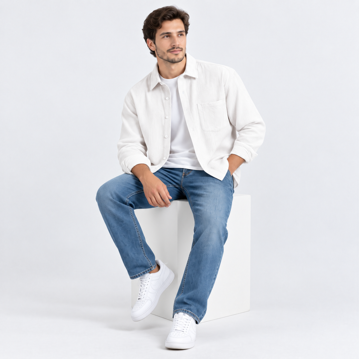 Men's Plus Size Textured Button-Down Shirt