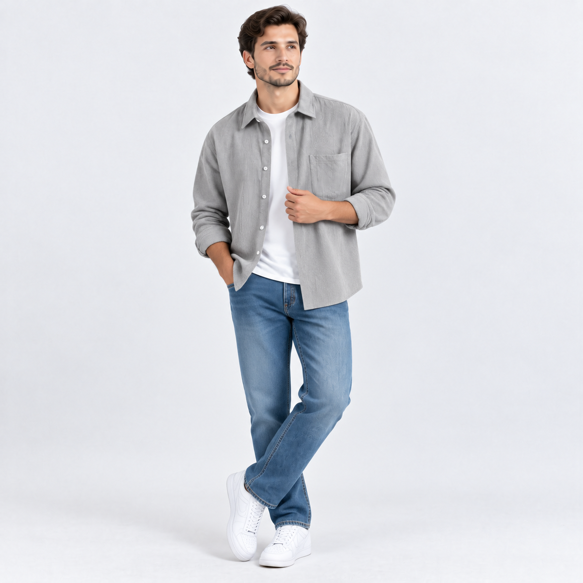Men's Plus Size Textured Button-Down Shirt