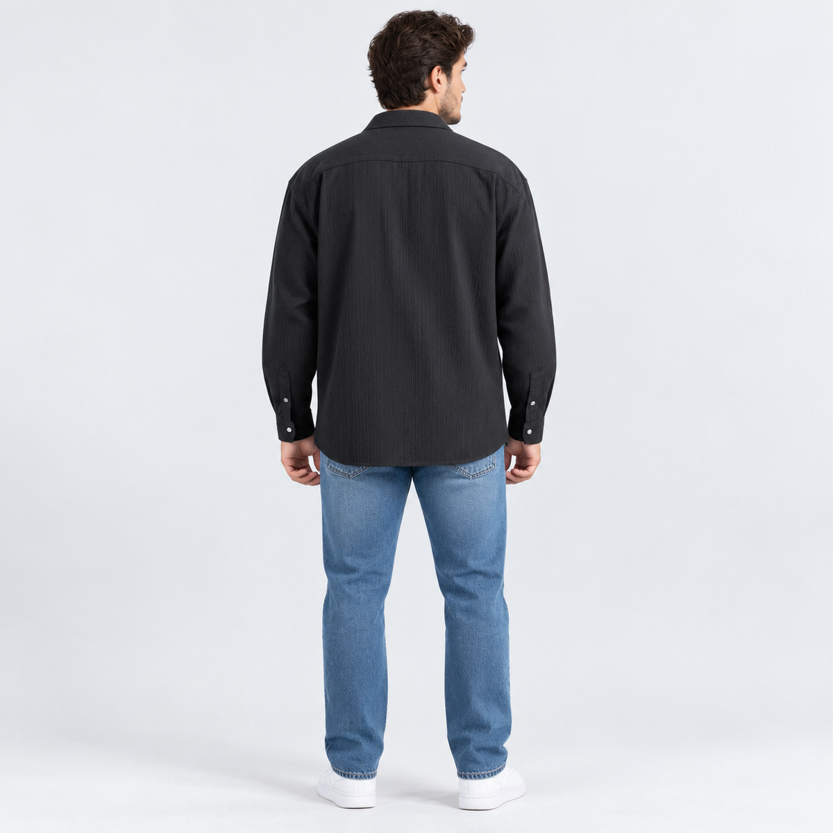 Men's Plus Size Textured Button-Down Shirt